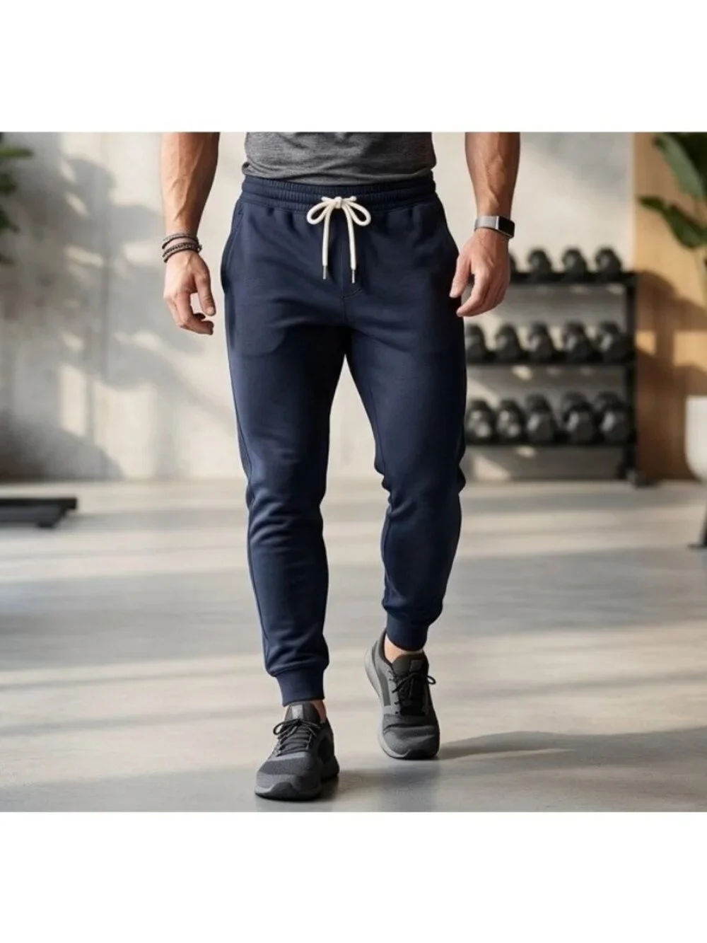 Abercrombie Fitch Sweatpants Men’s Sz M Navy Joggers Fleece Cotton‎ Athleisure